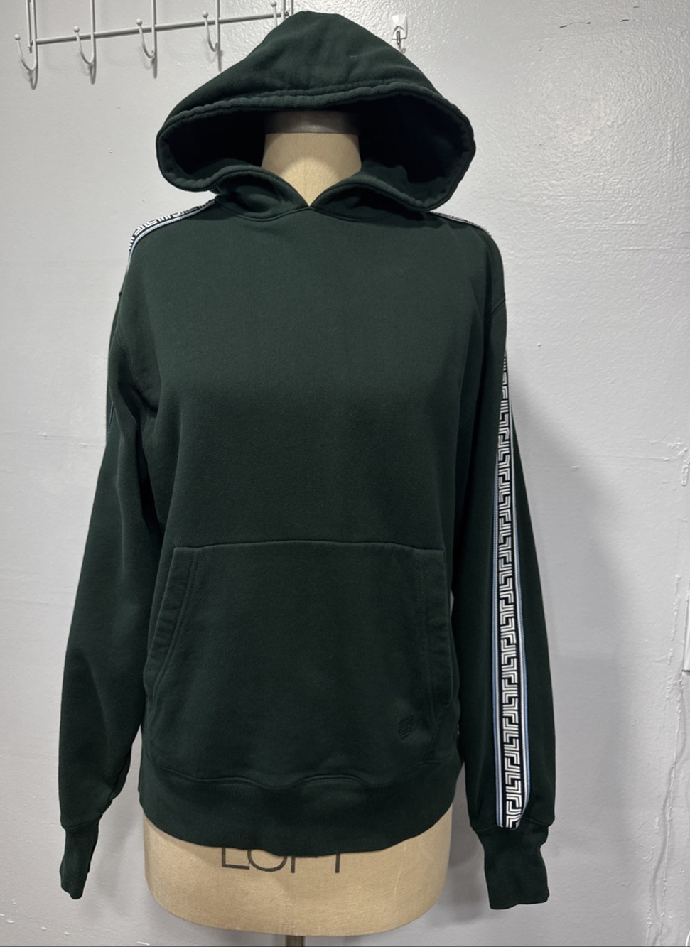 Tory Burch Sport Hoodie Sweatshirt French Terry Geo-T Logo Green Size XS Stylish